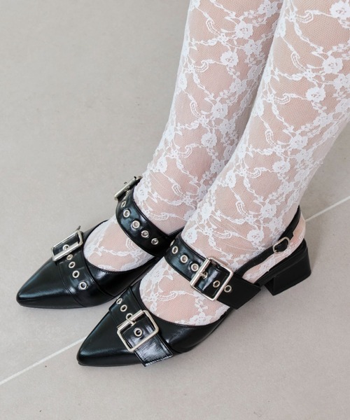 WEGO（ウィゴー）の「WEGO/ハトメベルトポインテッドシューズ（パンプス・レディース・ブラウン/シルバー/オフホワイト/ブラック/ワイン/レッド系その他/レッド/ホワイト/ブラウン系その他/その他1/ライトピンク・LARGE/MEDIUM/SMALL/X-LARGE）」の20枚目の写真