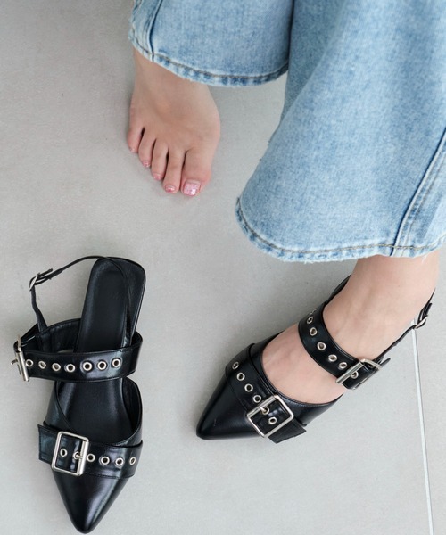 WEGO（ウィゴー）の「WEGO/ハトメベルトポインテッドシューズ（パンプス・レディース・ブラウン/シルバー/オフホワイト/ブラック/ワイン/レッド系その他/レッド/ホワイト/ブラウン系その他/その他1/ライトピンク・LARGE/MEDIUM/SMALL/X-LARGE）」の22枚目の写真