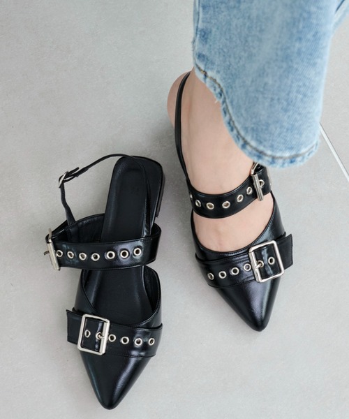 WEGO（ウィゴー）の「WEGO/ハトメベルトポインテッドシューズ（パンプス・レディース・ブラウン/シルバー/オフホワイト/ブラック/ワイン/レッド系その他/レッド/ホワイト/ブラウン系その他/その他1/ライトピンク・LARGE/MEDIUM/SMALL/X-LARGE）」の21枚目の写真