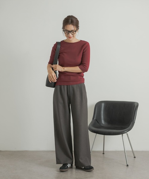 URBAN RESEARCH DOORS（アーバンリサーチドアーズ）の「針抜き6分袖カットソー（Tシャツ/カットソー・レディース・オフホワイト/レッド/チャコールグレー・MEDIUM）」の22枚目の写真