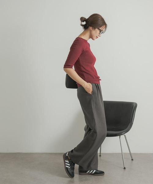 URBAN RESEARCH DOORS（アーバンリサーチドアーズ）の「針抜き6分袖カットソー（Tシャツ/カットソー・レディース・オフホワイト/レッド/チャコールグレー・MEDIUM）」の21枚目の写真