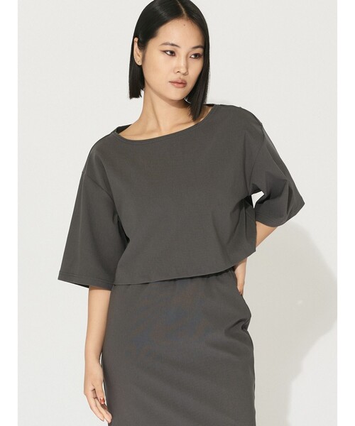 【セール】MIDIUMISOLID for Ladies リブショートプルオーバー（Tシャツ/カットソー）｜MIDIUMISOLID（ミディウミソリッド）