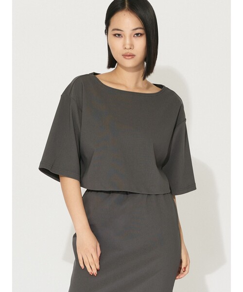 【セール】MIDIUMISOLID for Ladies リブショートプルオーバー（Tシャツ/カットソー）｜MIDIUMISOLID（ミディウミソリッド）