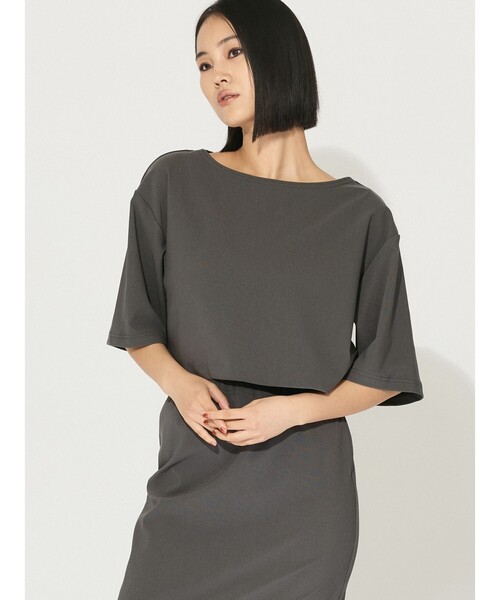 【セール】MIDIUMISOLID for Ladies リブショートプルオーバー（Tシャツ/カットソー）｜MIDIUMISOLID（ミディウミソリッド）