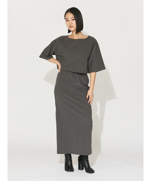 【セール】MIDIUMISOLID for Ladies リブショートプルオーバー（Tシャツ/カットソー）｜MIDIUMISOLID（ミディウミソリッド）