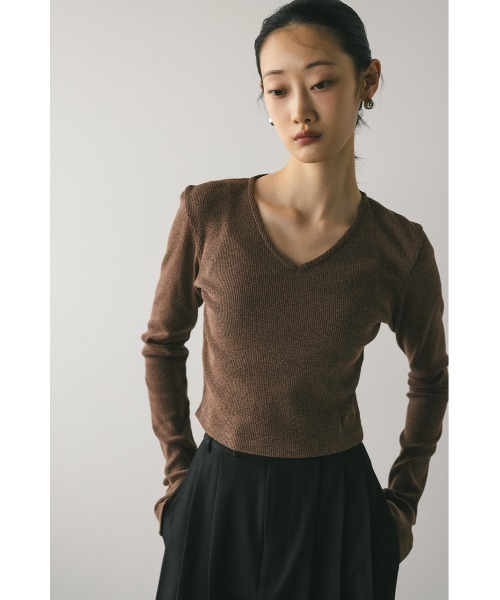 STYLEMIXER（スタイルミキサー）の「Vネックロングスリーブトップ（Tシャツ/カットソー・レディース・ホワイト/ブラウン/ブラック・FREE）」の16枚目の写真