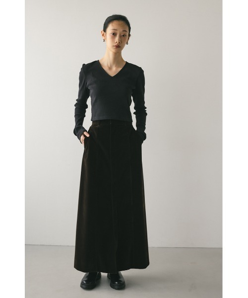 STYLEMIXER（スタイルミキサー）の「Vネックロングスリーブトップ（Tシャツ/カットソー・レディース・ホワイト/ブラウン/ブラック・FREE）」の8枚目の写真