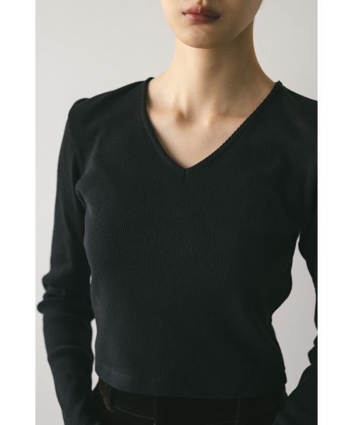 STYLEMIXER（スタイルミキサー）の「Vネックロングスリーブトップ（Tシャツ/カットソー・レディース・ホワイト/ブラウン/ブラック・FREE）」の10枚目の写真