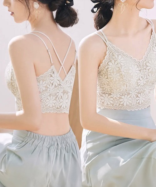 Miniministore（ミニミニストア）の「総レースキャミソールカップ付きブラトップ（インナーウェア/肌着・レディース・イエロー/グレイッシュベージュ/ブラック/ピンクベージュ/オフホワイト・L/M）」の6枚目の写真