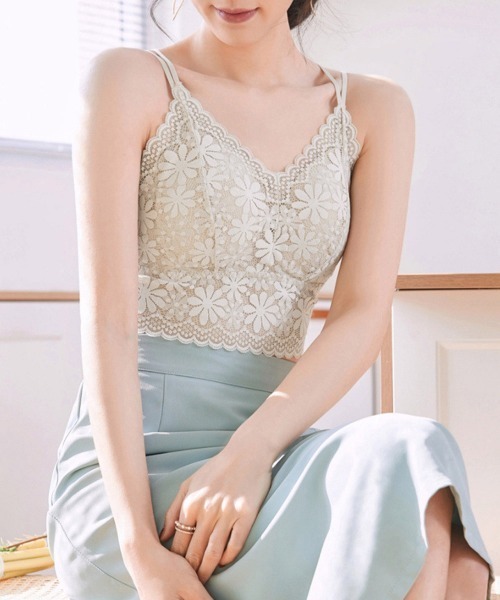 Miniministore（ミニミニストア）の「総レースキャミソールカップ付きブラトップ（インナーウェア/肌着・レディース・イエロー/グレイッシュベージュ/ブラック/ピンクベージュ/オフホワイト・L/M）」の7枚目の写真