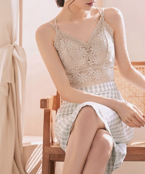 Miniministore（ミニミニストア）の「総レースキャミソールカップ付きブラトップ（インナーウェア/肌着・レディース・イエロー/グレイッシュベージュ/ブラック/ピンクベージュ/オフホワイト・L/M）」の14枚目の写真