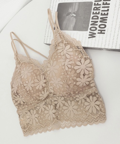 Miniministore（ミニミニストア）の「総レースキャミソールカップ付きブラトップ（インナーウェア/肌着・レディース・イエロー/グレイッシュベージュ/ブラック/ピンクベージュ/オフホワイト・L/M）」の22枚目の写真