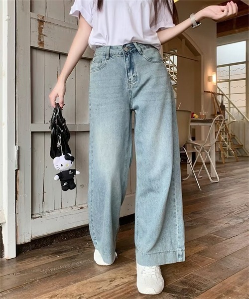 FREE STYLISTS(フリー スタイリスト)の「テンセルコットンデニムワイドパンツ(デニムパンツ・レディース・サックスブルー・S/M/L/XL/2XL)」の6枚目の写真