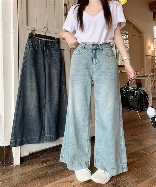 FREE STYLISTS(フリー スタイリスト)の「テンセルコットンデニムワイドパンツ(デニムパンツ・レディース・サックスブルー・S/M/L/XL/2XL)」の15枚目の写真