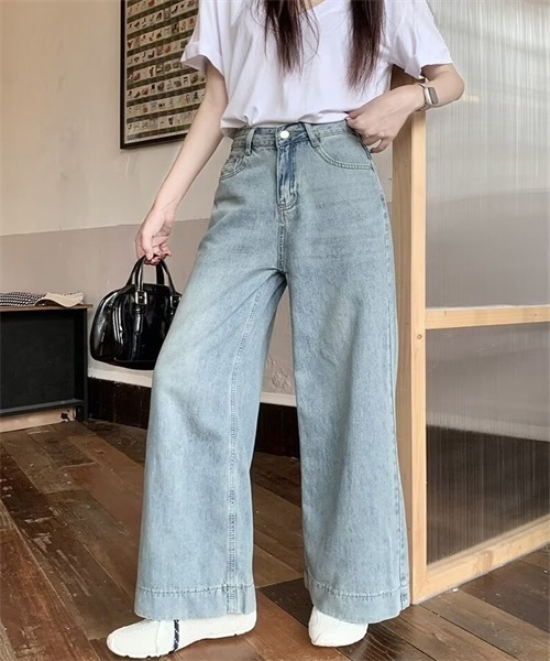 FREE STYLISTS(フリー スタイリスト)の「テンセルコットンデニムワイドパンツ(デニムパンツ・レディース・サックスブルー・S/M/L/XL/2XL)」の9枚目の写真