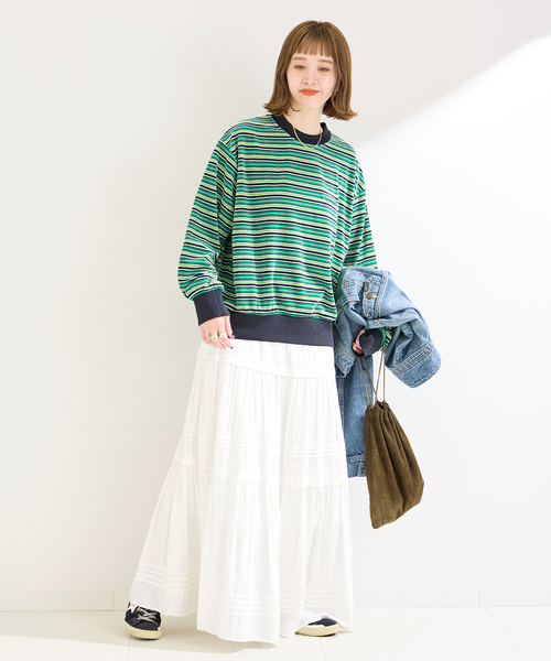 Healthknit - Healthknit ヘルスニット ベロアクルーネックボーダープルオーバー Healthknit（ヘルスニット）の「Healthknit/ヘルスニット 別注