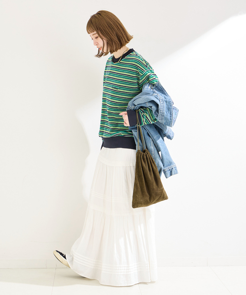 【セール】Healthknit/ヘルスニット 別注 ベロアクルーネックボーダープルオーバー（Tシャツ/カットソー）｜Healthknit（ヘルスニット）