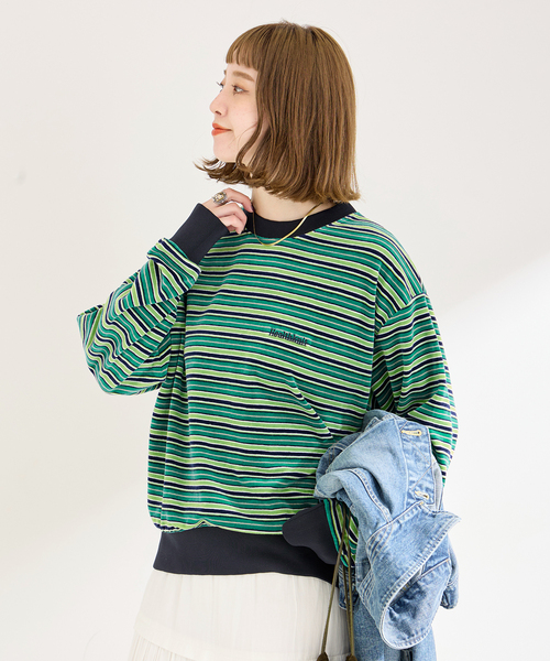 Healthknit - Healthknit ヘルスニット ベロアクルーネックボーダープルオーバー Healthknit/ヘルスニット 別注 ベロアクルーネックボーダープル