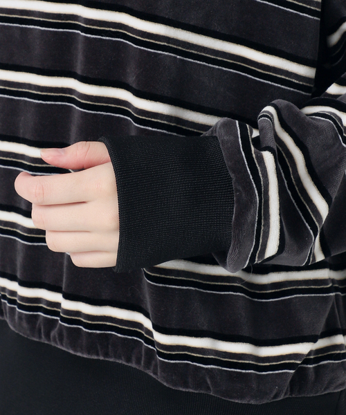 【セール】Healthknit/ヘルスニット 別注 ベロアクルーネックボーダープルオーバー（Tシャツ/カットソー）｜Healthknit（ヘルスニット）