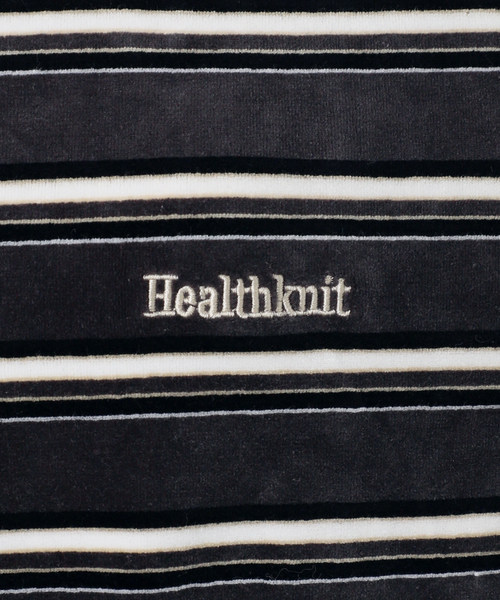 【セール】Healthknit/ヘルスニット 別注 ベロアクルーネックボーダープルオーバー（Tシャツ/カットソー）｜Healthknit（ヘルスニット）