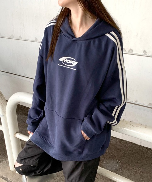 non-hedge（ノンヘッジ）の「ラインロゴビッグパーカー（パーカー・レディース・ブラック/オートミール/ネイビー・FREE）」の3枚目の写真