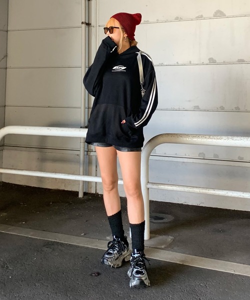 non-hedge（ノンヘッジ）の「ラインロゴビッグパーカー（パーカー・レディース・ブラック/オートミール/ネイビー・FREE）」の4枚目の写真