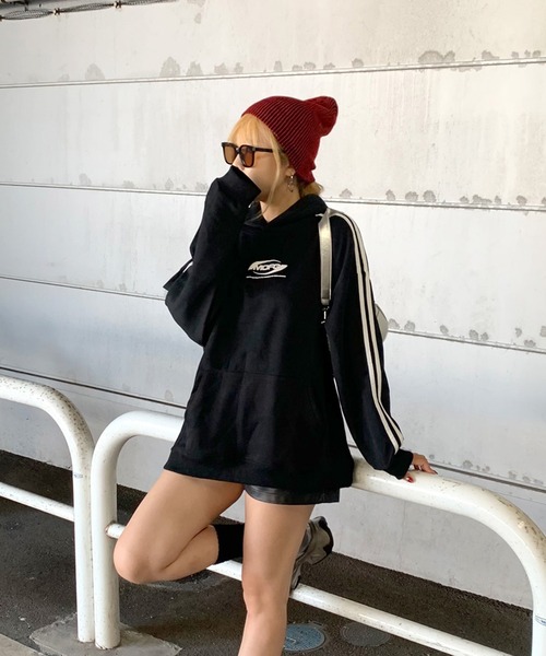 non-hedge（ノンヘッジ）の「ラインロゴビッグパーカー（パーカー・レディース・ブラック/オートミール/ネイビー・FREE）」の6枚目の写真