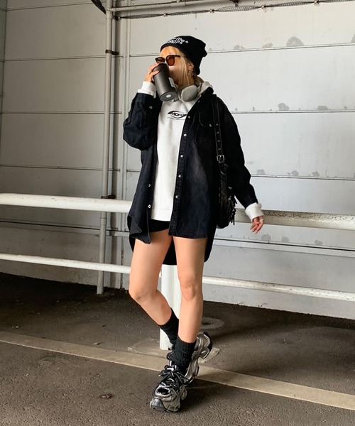 non-hedge（ノンヘッジ）の「ラインロゴビッグパーカー（パーカー・レディース・ブラック/オートミール/ネイビー・FREE）」の12枚目の写真