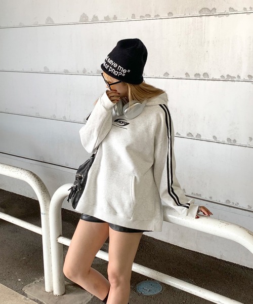 non-hedge（ノンヘッジ）の「ラインロゴビッグパーカー（パーカー・レディース・ブラック/オートミール/ネイビー・FREE）」の11枚目の写真