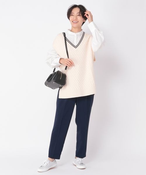 ブラウス シャツ 「ウタオ」袖タックバンドカラーブラウス レディース セール】《ウタオ》袖タックバンドカラーブラウス（シャツ