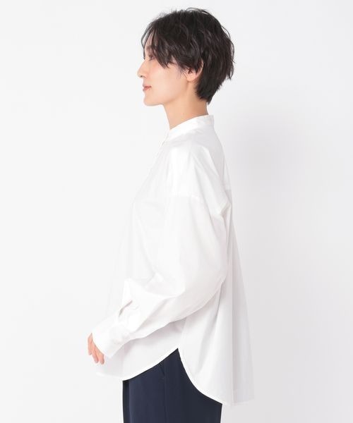 ブラウス シャツ 「ウタオ」袖タックバンドカラーブラウス レディース セール】《ウタオ》袖タックバンドカラーブラウス（シャツ