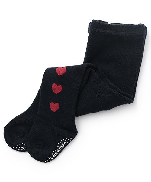 petit main(プティマイン)の「ハートタイツ(タイツ/ストッキング・キッズ・アイボリー/ライトピンク/ネイビー・70cm/80cm)」の2枚目の写真