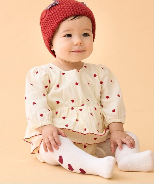 petit main(プティマイン)の「ハートタイツ(タイツ/ストッキング・キッズ・アイボリー/ライトピンク/ネイビー・70cm/80cm)」の9枚目の写真