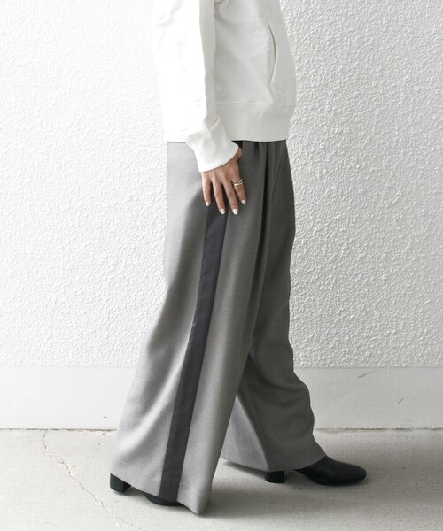 【セール】SHIPS any:〈洗濯機可能〉シャーク サイドライン ワイド パンツ（スラックス）｜SHIPS any（シップス エニィ）