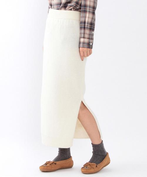 Another Edition（アナザーエディション）の「ニットスリットスカート/ AEBC W/N ニットスリット SK（スカート・レディース・ホワイト/ブラック/ライトグレー/オリーブ・フリー）」の2枚目の写真