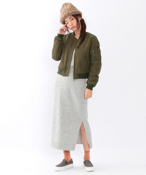 Another Edition（アナザーエディション）の「ニットスリットスカート/ AEBC W/N ニットスリット SK（スカート・レディース・ホワイト/ブラック/ライトグレー/オリーブ・フリー）」の4枚目の写真