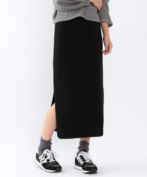 Another Edition（アナザーエディション）の「ニットスリットスカート/ AEBC W/N ニットスリット SK（スカート・レディース・ホワイト/ブラック/ライトグレー/オリーブ・フリー）」の3枚目の写真