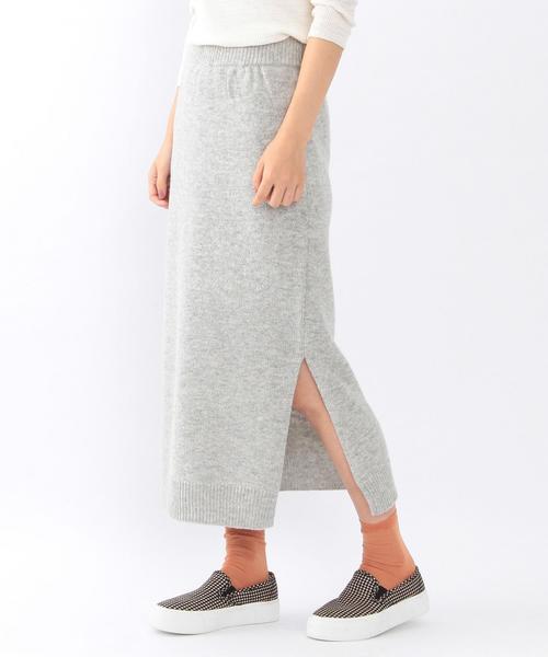 Another Edition（アナザーエディション）の「ニットスリットスカート/ AEBC W/N ニットスリット SK（スカート・レディース・ホワイト/ブラック/ライトグレー/オリーブ・フリー）」の11枚目の写真