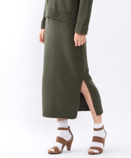 Another Edition（アナザーエディション）の「ニットスリットスカート/ AEBC W/N ニットスリット SK（スカート・レディース・ホワイト/ブラック/ライトグレー/オリーブ・フリー）」の16枚目の写真