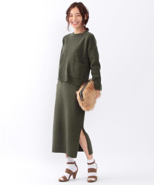 Another Edition（アナザーエディション）の「ニットスリットスカート/ AEBC W/N ニットスリット SK（スカート・レディース・ホワイト/ブラック/ライトグレー/オリーブ・フリー）」の10枚目の写真