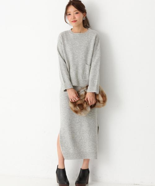 Another Edition（アナザーエディション）の「ニットスリットスカート/ AEBC W/N ニットスリット SK（スカート・レディース・ホワイト/ブラック/ライトグレー/オリーブ・フリー）」の18枚目の写真