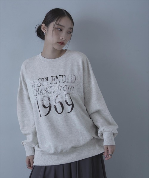 miette（ミエット）の「ロゴプリントレースドッキング裏毛プルオーバー（スウェット・レディース・ブラック/グレー・FREE）」の11枚目の写真