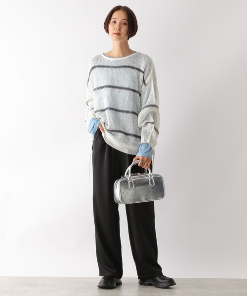 LEPSIM（レプシィム）の「5ゲージメッシュギャザープルオーバー　153632（ニット/セーター・レディース・ピンク/ホワイト×ブラック/ブルー/チャコールグレー・FREE）」の9枚目の写真