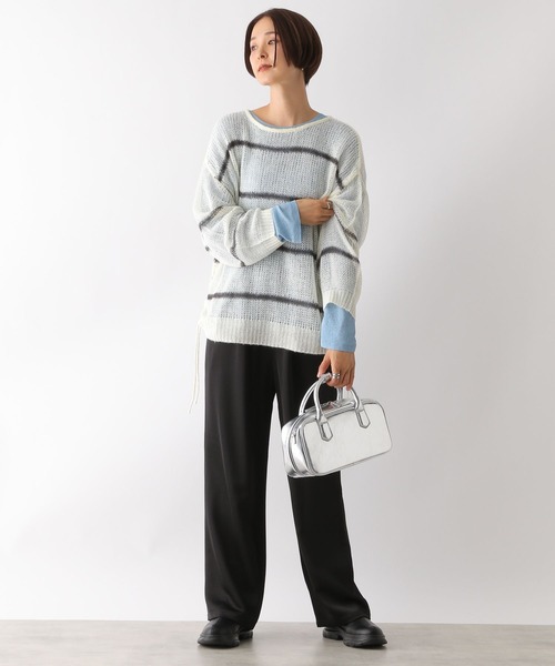 LEPSIM（レプシィム）の「5ゲージメッシュギャザープルオーバー　153632（ニット/セーター・レディース・ピンク/ホワイト×ブラック/ブルー/チャコールグレー・FREE）」の10枚目の写真