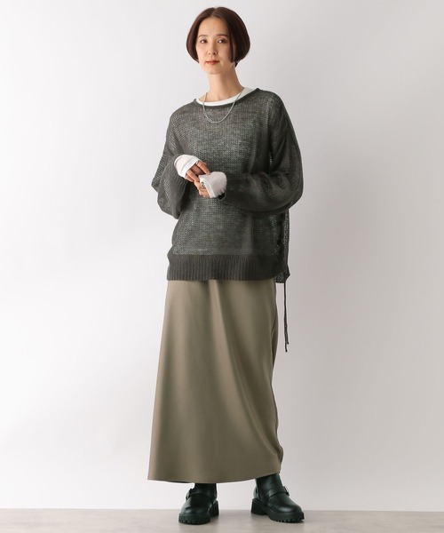 LEPSIM（レプシィム）の「5ゲージメッシュギャザープルオーバー　153632（ニット/セーター・レディース・ピンク/ホワイト×ブラック/ブルー/チャコールグレー・FREE）」の14枚目の写真