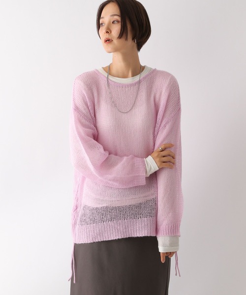 LEPSIM（レプシィム）の「5ゲージメッシュギャザープルオーバー　153632（ニット/セーター・レディース・ピンク/ホワイト×ブラック/ブルー/チャコールグレー・FREE）」の17枚目の写真