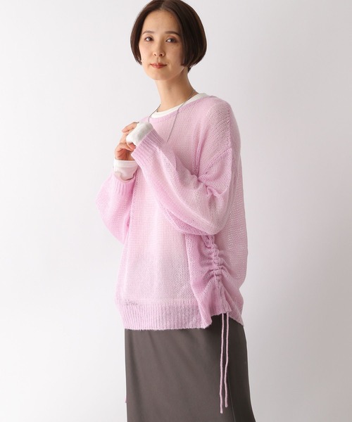 LEPSIM（レプシィム）の「5ゲージメッシュギャザープルオーバー　153632（ニット/セーター・レディース・ピンク/ホワイト×ブラック/ブルー/チャコールグレー・FREE）」の18枚目の写真