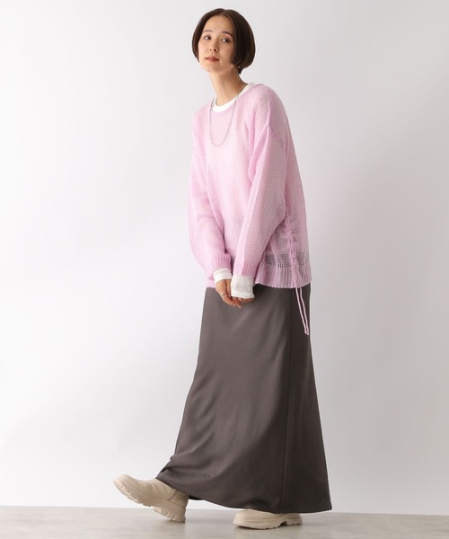 LEPSIM（レプシィム）の「5ゲージメッシュギャザープルオーバー　153632（ニット/セーター・レディース・ピンク/ホワイト×ブラック/ブルー/チャコールグレー・FREE）」の21枚目の写真