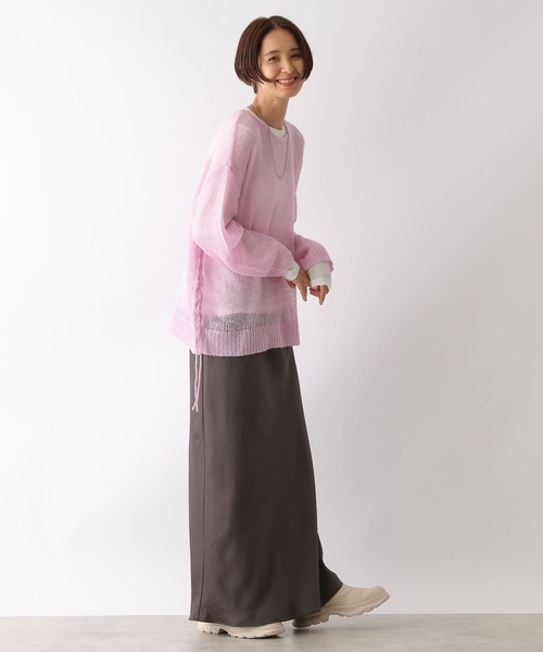 LEPSIM（レプシィム）の「5ゲージメッシュギャザープルオーバー　153632（ニット/セーター・レディース・ピンク/ホワイト×ブラック/ブルー/チャコールグレー・FREE）」の22枚目の写真