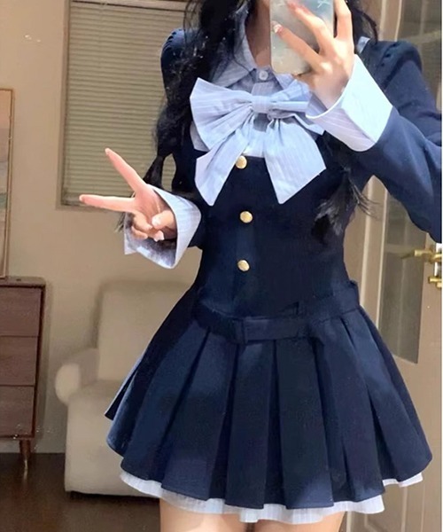 gossip!ロサンゼルス(ゴシップロサンゼルス)の「ワンショルダースリムフィット長袖(ワンピース・レディース・ネイビー・M/S)」の1枚目の写真